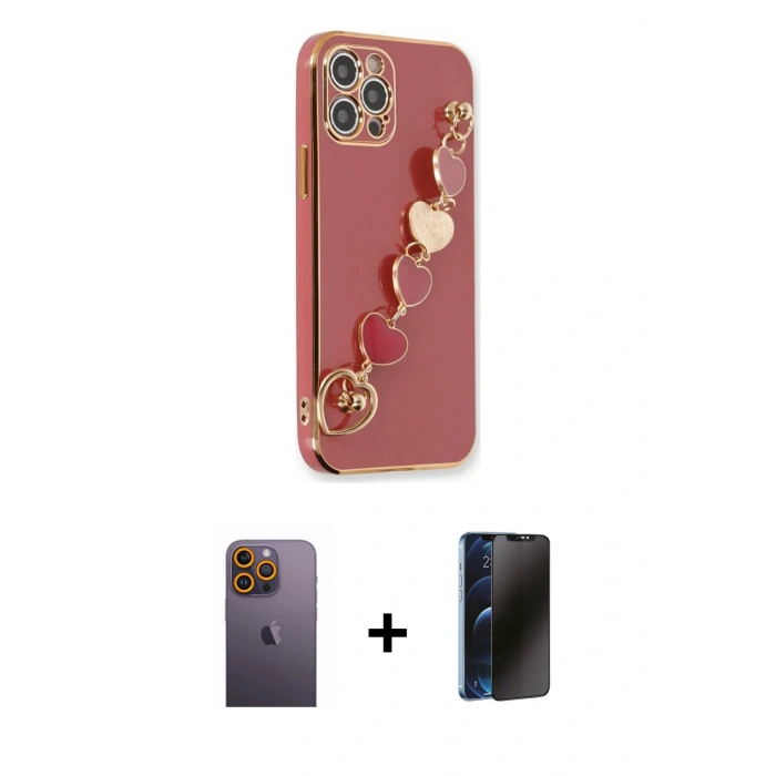 MARSİLYAN™- iPhone 12 Pro Kılıf Nova Işık Prime - Siyah 3D Antistatik Hayalet Cam Ekran Koruyucu + Neon Fosforlu Kamera Lens - SI