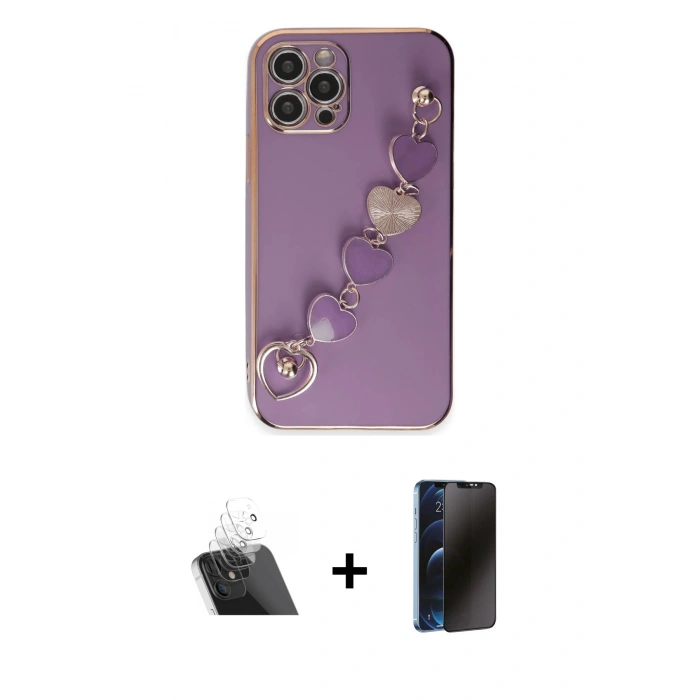 MARSİLYAN™- iPhone 12 Pro Kılıf Nova Işık Prime - Siyah 3D Antistatik Hayalet Cam Ekran Koruyucu + Kamera Lens Koruma Cam - SF