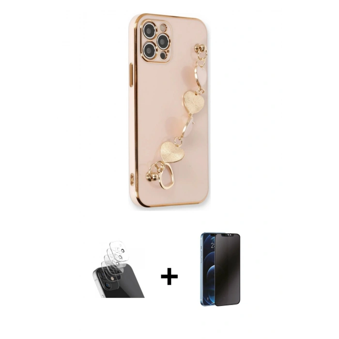 MARSİLYAN™- iPhone 12 Pro Kılıf Nova Işık Prime - Siyah 3D Antistatik Hayalet Cam Ekran Koruyucu + Kamera Lens Koruma Cam - SF