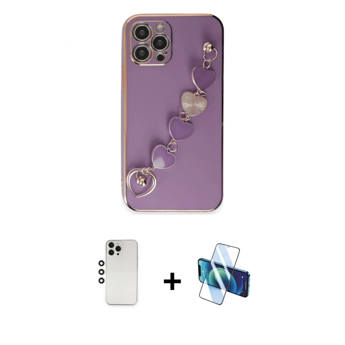 MARSİLYAN™- iPhone 12 Pro Kılıf Nova Işık Prime - Siyah 3D Antistatik Seramik Nano Ekran Koruyucu + Shine Kamera Lens - GS