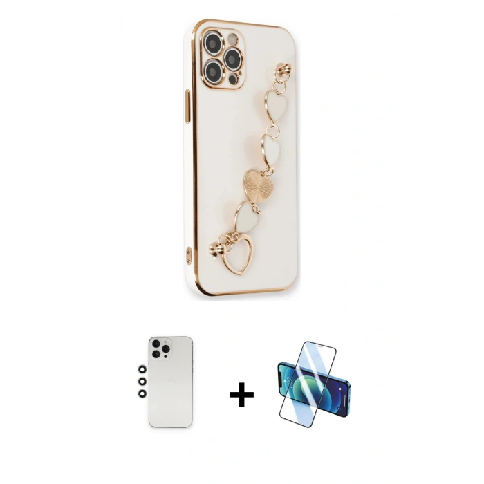 MARSİLYAN™- iPhone 12 Pro Kılıf Nova Işık Prime - Siyah 3D Antistatik Seramik Nano Ekran Koruyucu + Shine Kamera Lens - GS