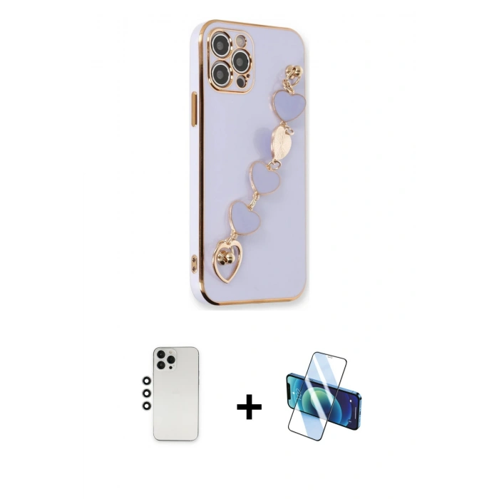 MARSİLYAN™- iPhone 12 Pro Kılıf Nova Işık Prime - Siyah 3D Antistatik Seramik Nano Ekran Koruyucu + Shine Kamera Lens - GS