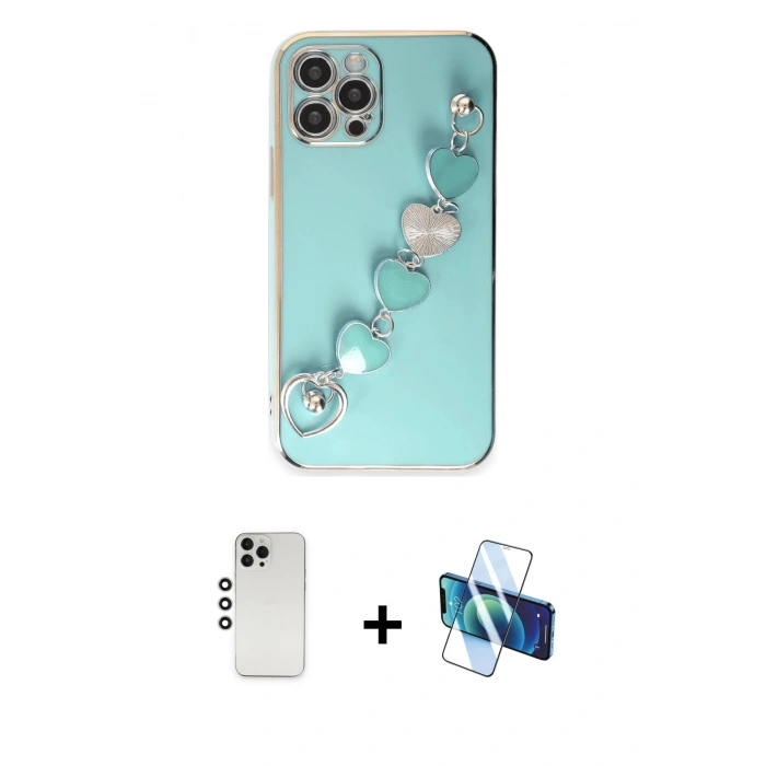 MARSİLYAN™- iPhone 12 Pro Kılıf Nova Işık Prime - Siyah 3D Antistatik Seramik Nano Ekran Koruyucu + Shine Kamera Lens - GS