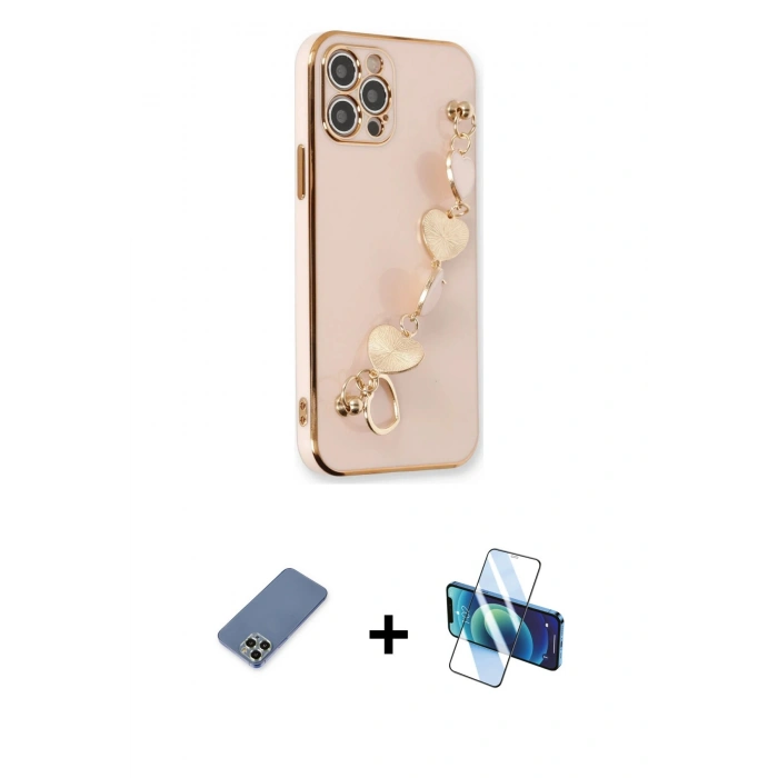 MARSİLYAN™- iPhone 12 Pro Kılıf Nova Işık Prime - Siyah 3D Antistatik Seramik Nano Ekran Koruyucu + Metal Kamera Lens Koruma Cam - AKYL