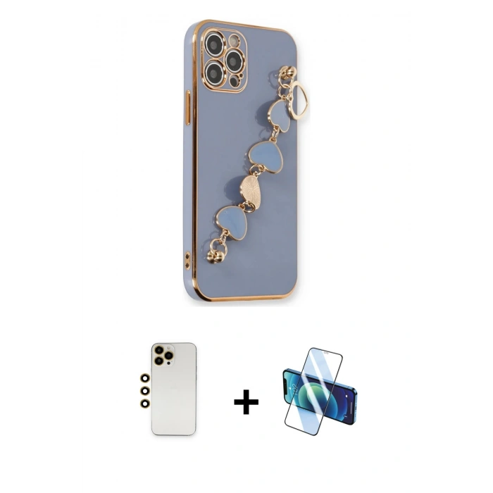 MARSİLYAN™- iPhone 12 Pro Kılıf Nova Işık Prime - Siyah 3D Antistatik Seramik Nano Ekran Koruyucu + Shine Kamera Lens - GD