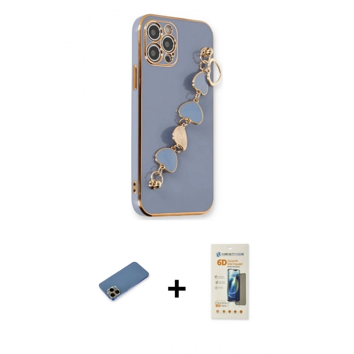 MARSİLYAN™- iPhone 12 Pro Kılıf Nova Işık Prime - Siyah 6D Mat Seramik Hayalet Nano Ekran Koruyucu + Shine Kamera Lens Koruma Cam - GD