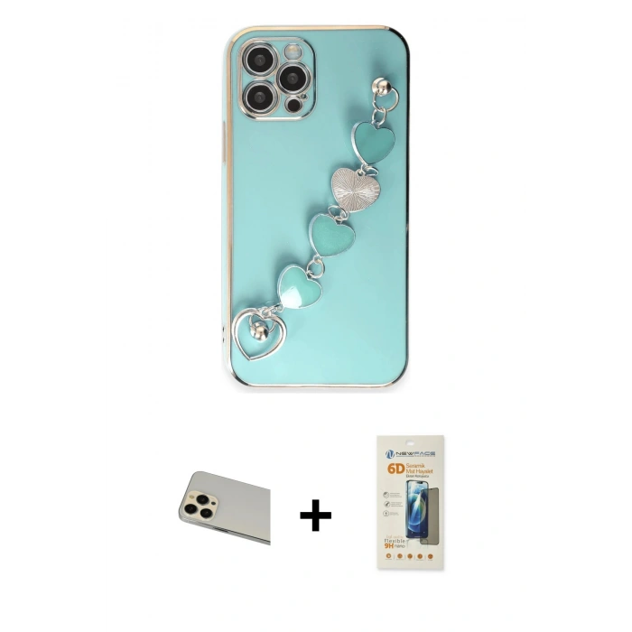 MARSİLYAN™- iPhone 12 Pro Kılıf Nova Işık Prime - Siyah 6D Mat Seramik Hayalet Nano Ekran Koruyucu + Rainbow Kamera Lens Koruma Cam - GD
