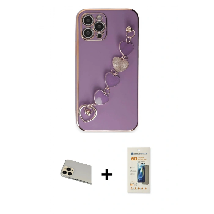 MARSİLYAN™- iPhone 12 Pro Kılıf Nova Işık Prime - Siyah 6D Mat Seramik Hayalet Nano Ekran Koruyucu + Rainbow Kamera Lens Koruma Cam - GD