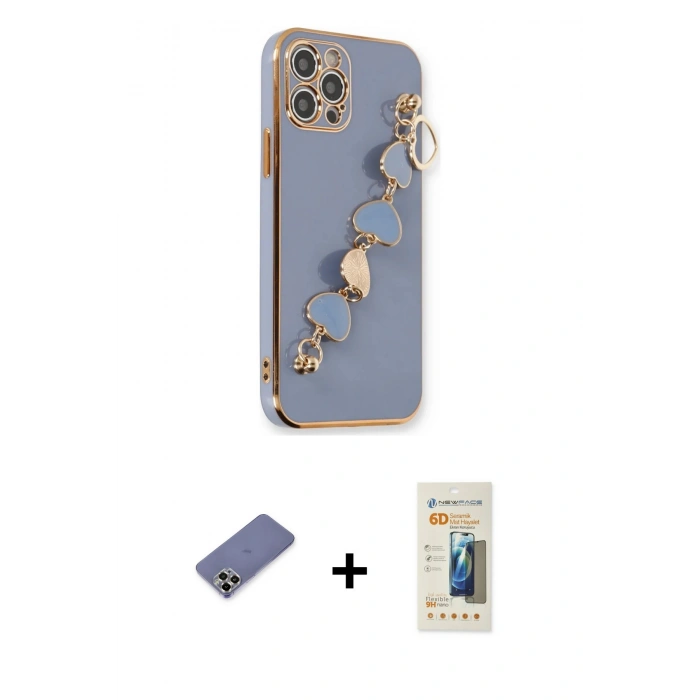 MARSİLYAN™- iPhone 12 Pro Kılıf Nova Işık Prime - Siyah 6D Mat Seramik Hayalet Nano Ekran Koruyucu + Metal Kamera Lens Koruma Cam - GD