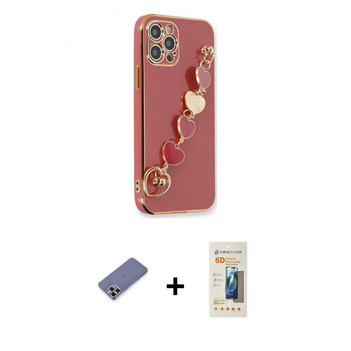 MARSİLYAN™- iPhone 12 Pro Kılıf Nova Işık Prime - Siyah 6D Mat Seramik Hayalet Nano Ekran Koruyucu + Metal Kamera Lens Koruma Cam - GD