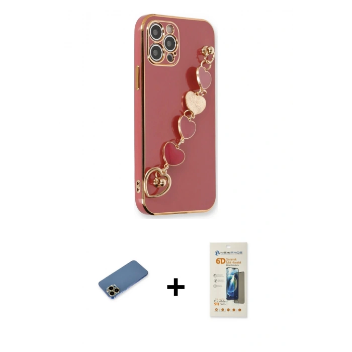 MARSİLYAN™- iPhone 12 Pro Kılıf Nova Işık Prime - Siyah 6D Mat Seramik Hayalet Nano Ekran Koruyucu + Shine Kamera Lens Koruma Cam - GD