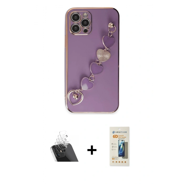 MARSİLYAN™- iPhone 12 Pro Kılıf Nova Işık Prime - Siyah 6D Mat Seramik Hayalet Nano Ekran Koruyucu + Kamera Lens Koruma Cam - SF