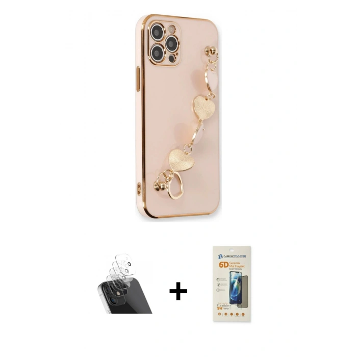 MARSİLYAN™- iPhone 12 Pro Kılıf Nova Işık Prime - Siyah 6D Mat Seramik Hayalet Nano Ekran Koruyucu + Kamera Lens Koruma Cam - SF