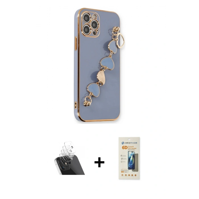 MARSİLYAN™- iPhone 12 Pro Kılıf Nova Işık Prime - Siyah 6D Mat Seramik Hayalet Nano Ekran Koruyucu + Kamera Lens Koruma Cam - SF