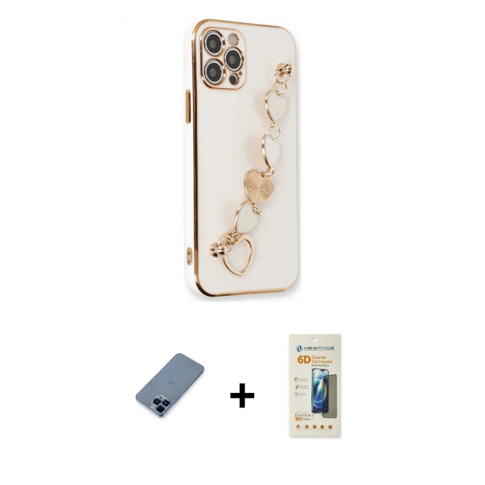 MARSİLYAN™- iPhone 12 Pro Kılıf Nova Işık Prime - Siyah 6D Mat Seramik Hayalet Nano Ekran Koruyucu + Metal Kamera Lens Koruma Cam - MI