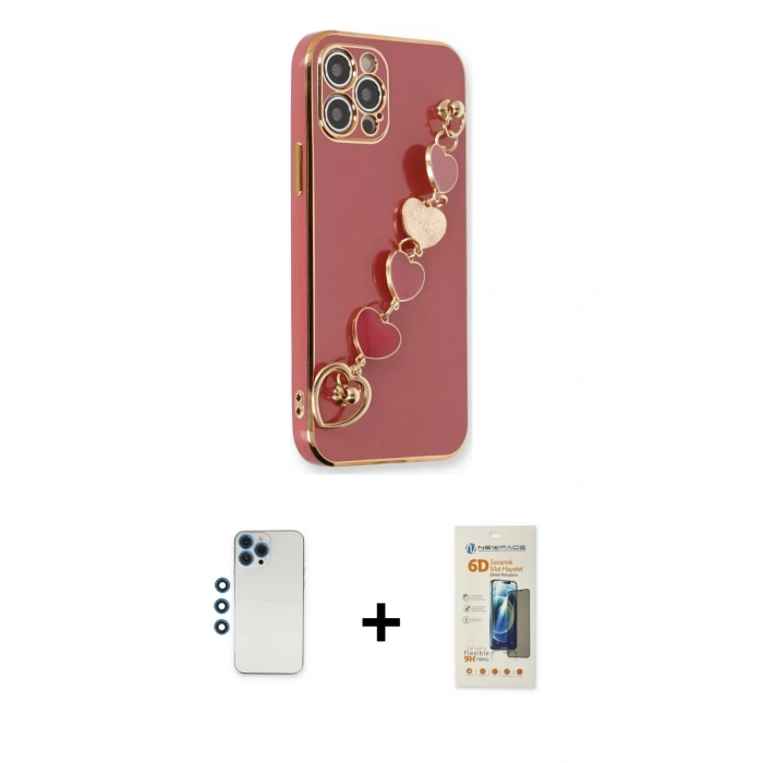 MARSİLYAN™- iPhone 12 Pro Kılıf Nova Işık Prime - Siyah 6D Mat Seramik Hayalet Nano Ekran Koruyucu + Shine Kamera Lens - MI