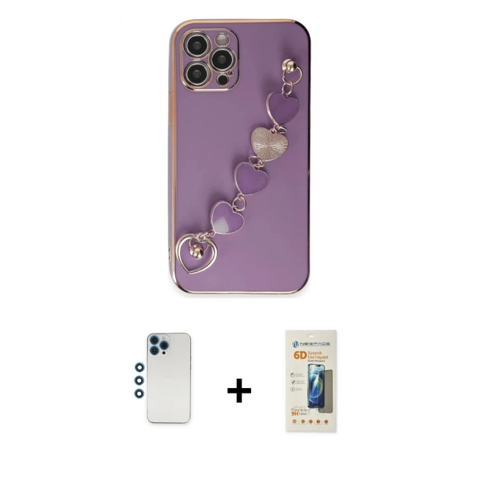 MARSİLYAN™- iPhone 12 Pro Kılıf Nova Işık Prime - Siyah 6D Mat Seramik Hayalet Nano Ekran Koruyucu + Shine Kamera Lens - MI