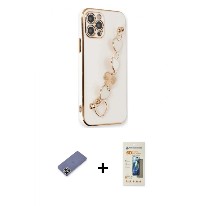 MARSİLYAN™- iPhone 12 Pro Kılıf Nova Işık Prime - Siyah 6D Mat Seramik Hayalet Nano Ekran Koruyucu + Metal Kamera Lens Koruma Cam - GD