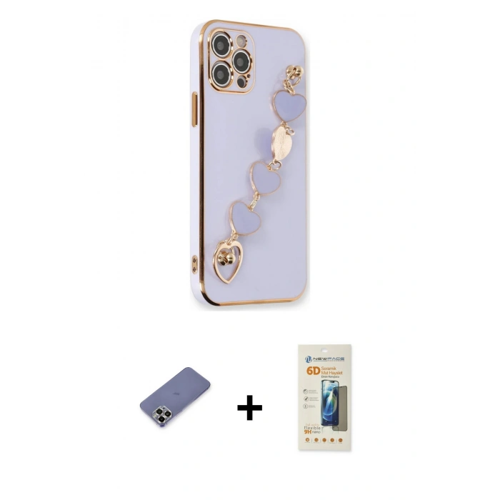 MARSİLYAN™- iPhone 12 Pro Kılıf Nova Işık Prime - Siyah 6D Mat Seramik Hayalet Nano Ekran Koruyucu + Metal Kamera Lens Koruma Cam - GD