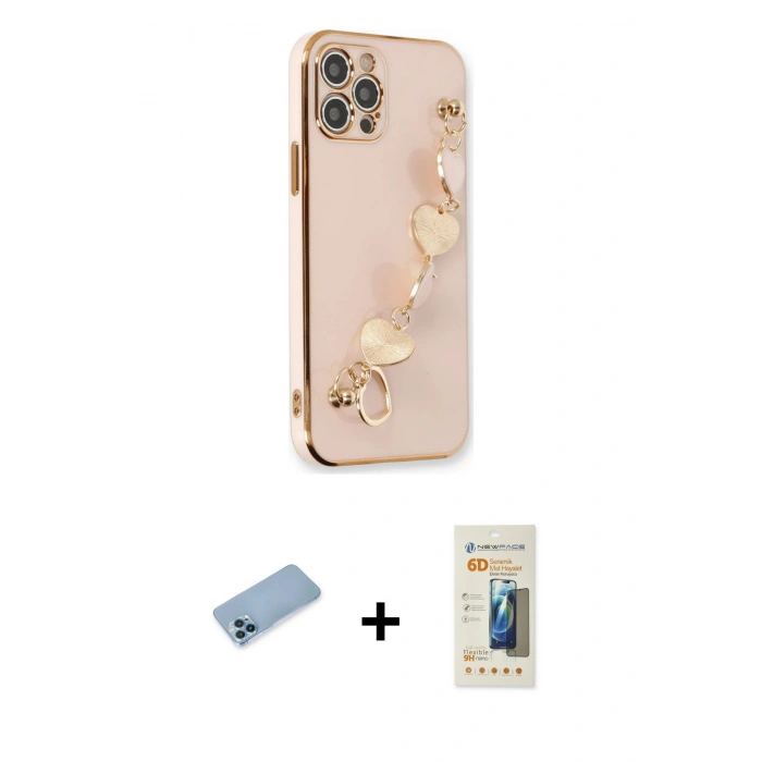 MARSİLYAN™- iPhone 12 Pro Kılıf Nova Işık Prime - Siyah 6D Mat Seramik Hayalet Nano Ekran Koruyucu + Shine Kamera Lens Koruma Cam - MI