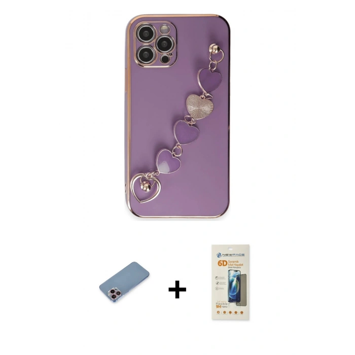 MARSİLYAN™- iPhone 12 Pro Kılıf Nova Işık Prime - Siyah 6D Mat Seramik Hayalet Nano Ekran Koruyucu + Shine Kamera Lens Koruma Cam - PE