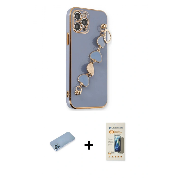 MARSİLYAN™- iPhone 12 Pro Kılıf Nova Işık Prime - Siyah 6D Mat Seramik Hayalet Nano Ekran Koruyucu + Shine Kamera Lens Koruma Cam - MI