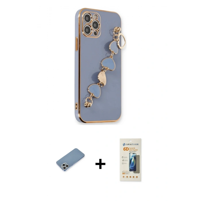 MARSİLYAN™- iPhone 12 Pro Kılıf Nova Işık Prime - Siyah 6D Mat Seramik Hayalet Nano Ekran Koruyucu + Shine Kamera Lens Koruma Cam - GS