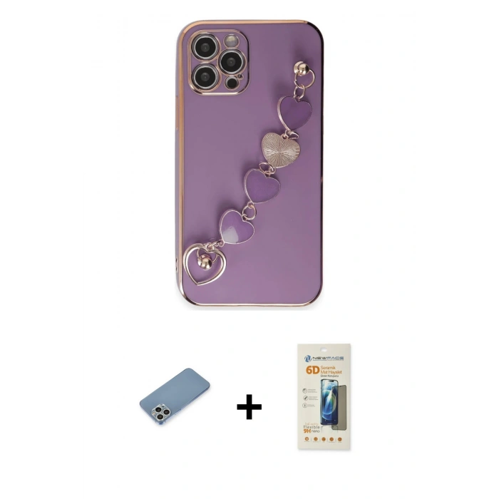 MARSİLYAN™- iPhone 12 Pro Kılıf Nova Işık Prime - Siyah 6D Mat Seramik Hayalet Nano Ekran Koruyucu + Shine Kamera Lens Koruma Cam - GS