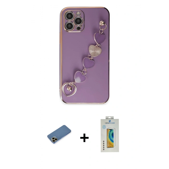 MARSİLYAN™- iPhone 12 Pro Kılıf Nova Işık Prime - Siyah Polymer Nano Ekran Koruyucu + Shine Kamera Lens Koruma Cam - GD