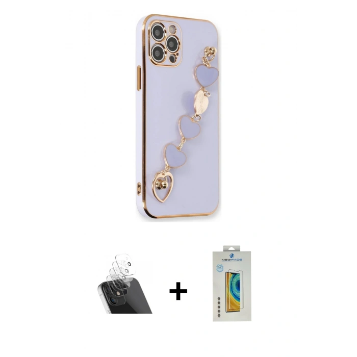 MARSİLYAN™- iPhone 12 Pro Kılıf Nova Işık Prime - Siyah Polymer Nano Ekran Koruyucu + Kamera Lens Koruma Cam - SF