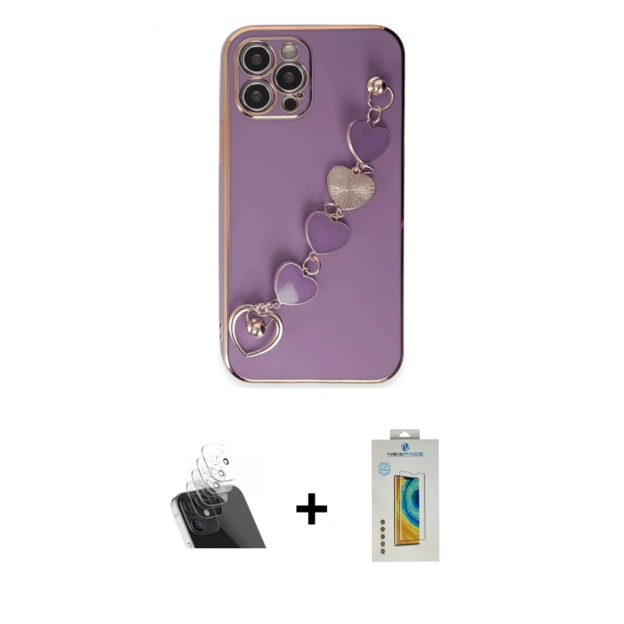 MARSİLYAN™- iPhone 12 Pro Kılıf Nova Işık Prime - Siyah Polymer Nano Ekran Koruyucu + Kamera Lens Koruma Cam - SF