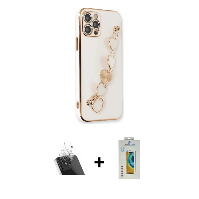 MARSİLYAN™- iPhone 12 Pro Kılıf Nova Işık Prime - Siyah Polymer Nano Ekran Koruyucu + Kamera Lens Koruma Cam - SF