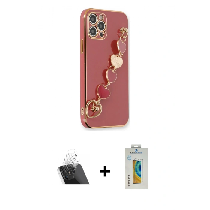 MARSİLYAN™- iPhone 12 Pro Kılıf Nova Işık Prime - Siyah Polymer Nano Ekran Koruyucu + Kamera Lens Koruma Cam - SF