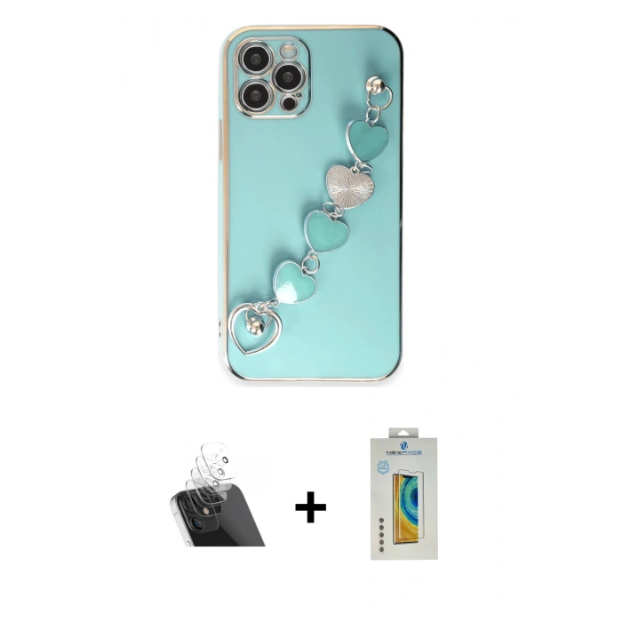 MARSİLYAN™- iPhone 12 Pro Kılıf Nova Işık Prime - Siyah Polymer Nano Ekran Koruyucu + Kamera Lens Koruma Cam - SF