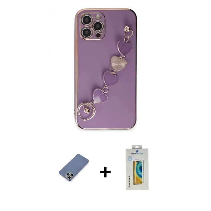 MARSİLYAN™- iPhone 12 Pro Kılıf Nova Işık Prime - Siyah Polymer Nano Ekran Koruyucu + Metal Kamera Lens Koruma Cam - AKYL