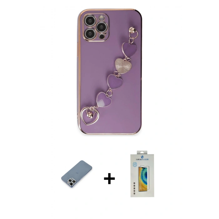 MARSİLYAN™- iPhone 12 Pro Kılıf Nova Işık Prime - Siyah Polymer Nano Ekran Koruyucu + Metal Kamera Lens Koruma Cam - GS