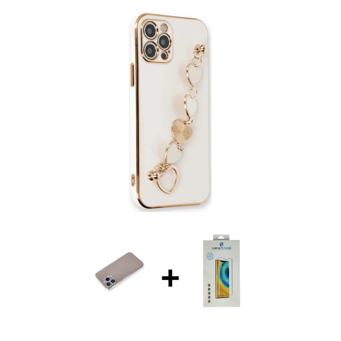 MARSİLYAN™- iPhone 12 Pro Kılıf Nova Işık Prime - Siyah Polymer Nano Ekran Koruyucu + Shine Kamera Lens Koruma Cam - SABE