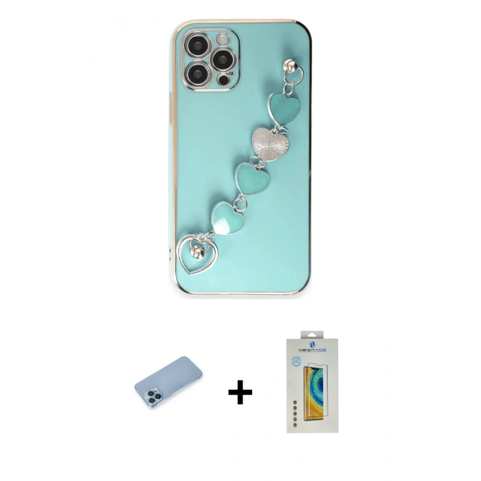 MARSİLYAN™- iPhone 12 Pro Kılıf Nova Işık Prime - Siyah Polymer Nano Ekran Koruyucu + Shine Kamera Lens Koruma Cam - MI