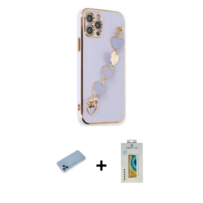 MARSİLYAN™- iPhone 12 Pro Kılıf Nova Işık Prime - Siyah Polymer Nano Ekran Koruyucu + Shine Kamera Lens Koruma Cam - MI