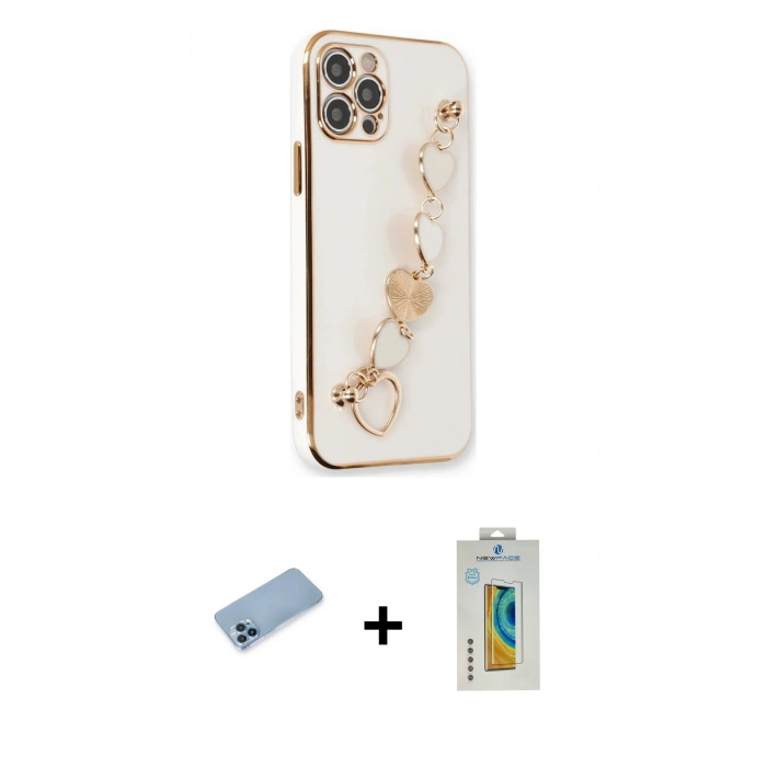 MARSİLYAN™- iPhone 12 Pro Kılıf Nova Işık Prime - Siyah Polymer Nano Ekran Koruyucu + Shine Kamera Lens Koruma Cam - MI
