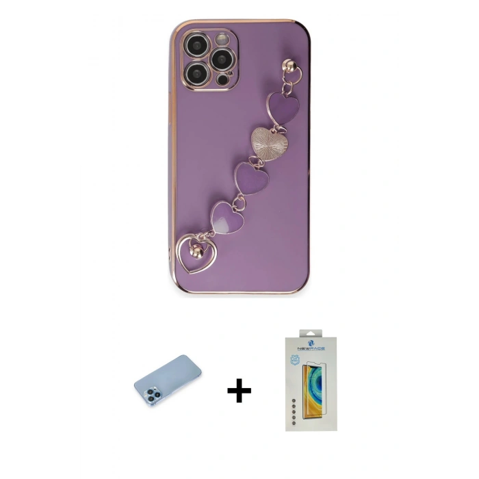 MARSİLYAN™- iPhone 12 Pro Kılıf Nova Işık Prime - Siyah Polymer Nano Ekran Koruyucu + Shine Kamera Lens Koruma Cam - MI