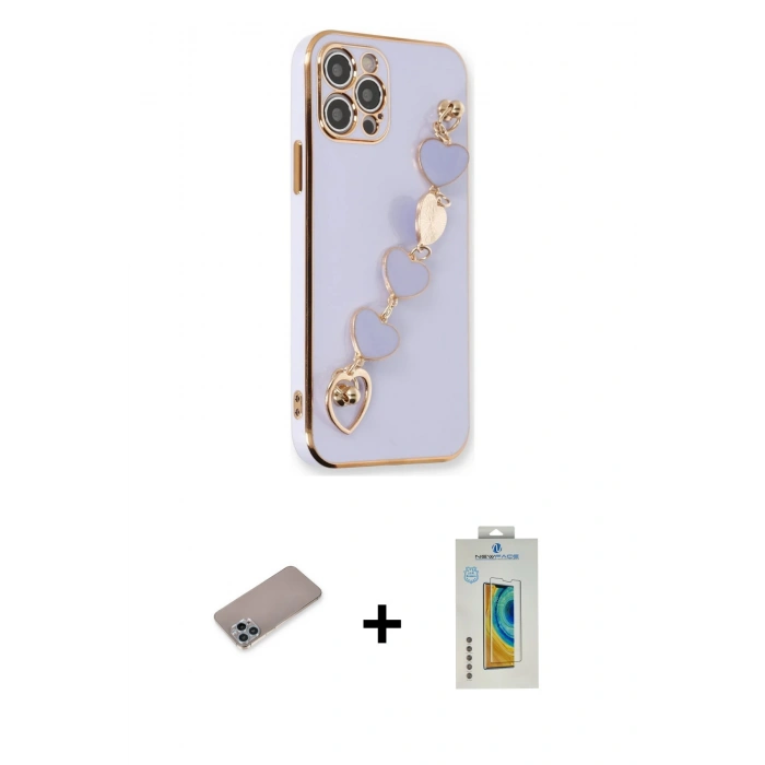 MARSİLYAN™- iPhone 12 Pro Kılıf Nova Işık Prime - Siyah Polymer Nano Ekran Koruyucu + Shine Kamera Lens Koruma Cam - SABE
