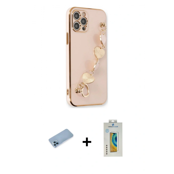 MARSİLYAN™- iPhone 12 Pro Kılıf Nova Işık Prime - Siyah Polymer Nano Ekran Koruyucu + Shine Kamera Lens Koruma Cam - MI