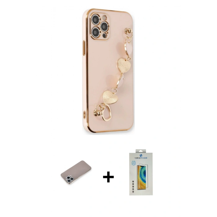 MARSİLYAN™- iPhone 12 Pro Kılıf Nova Işık Prime - Siyah Polymer Nano Ekran Koruyucu + Shine Kamera Lens Koruma Cam - SABE