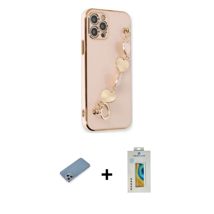 MARSİLYAN™- iPhone 12 Pro Kılıf Nova Işık Prime - Siyah Polymer Nano Ekran Koruyucu + Shine Kamera Lens Koruma Cam - GS