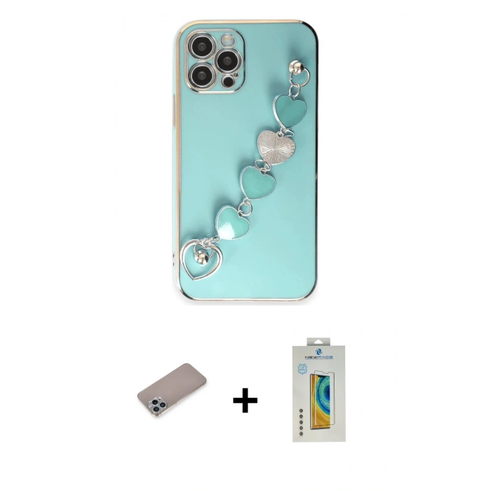 MARSİLYAN™- iPhone 12 Pro Kılıf Nova Işık Prime - Siyah Polymer Nano Ekran Koruyucu + Shine Kamera Lens Koruma Cam - SABE