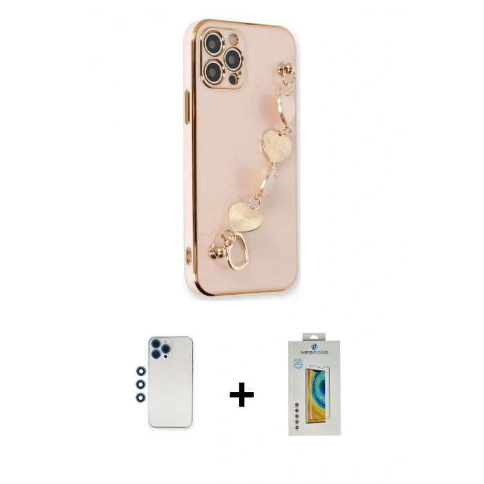 MARSİLYAN™- iPhone 12 Pro Kılıf Nova Işık Prime - Siyah Polymer Nano Ekran Koruyucu + Shine Kamera Lens - MI
