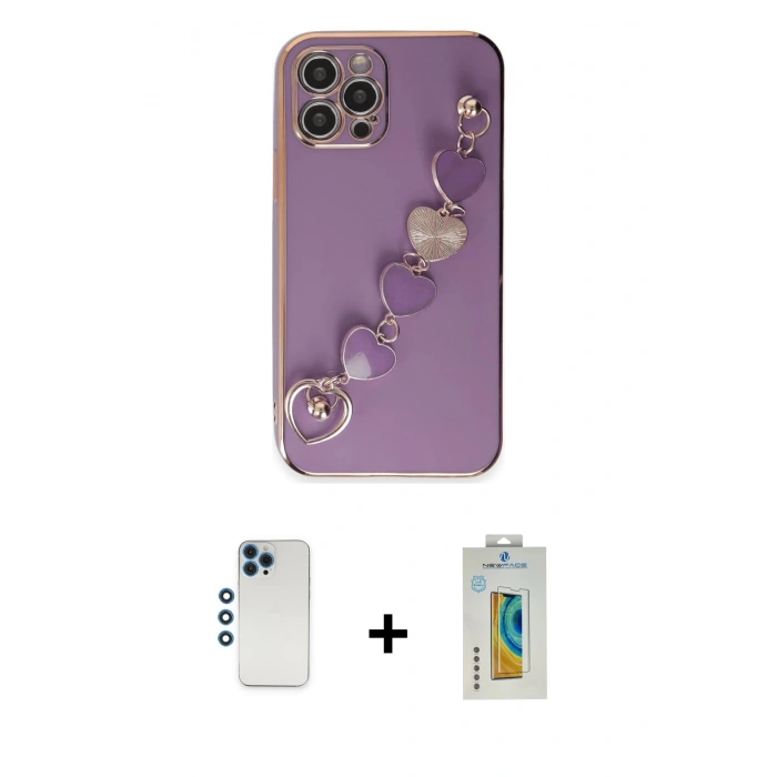 MARSİLYAN™- iPhone 12 Pro Kılıf Nova Işık Prime - Siyah Polymer Nano Ekran Koruyucu + Shine Kamera Lens - MI