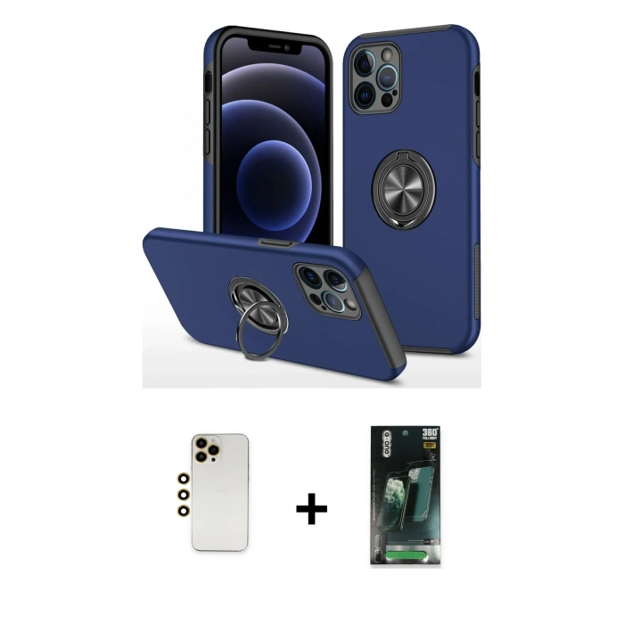 MARSİLYAN™- iPhone 12 Pro Kılıf Odak Form Prime - Şeffaf 360 Full Body Arka Koruyucu + Shine Kamera Lens - GD