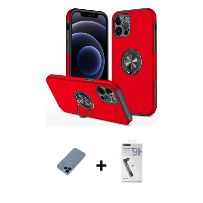 MARSİLYAN™- iPhone 12 Pro Kılıf Odak Form Prime - Şeffaf Uv Polymer Nano Ekran Koruyucu + Metal Kamera Lens Koruma Cam - MI